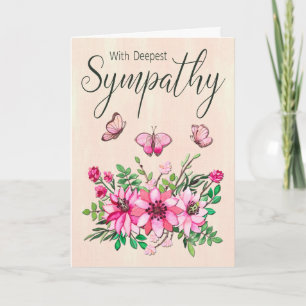 Carte Bouquet de fleurs roses et papillons en signe de s