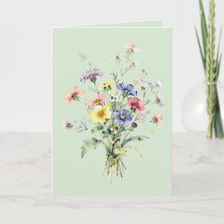 Carte Bouquet de fleurs sauvages aquarelle