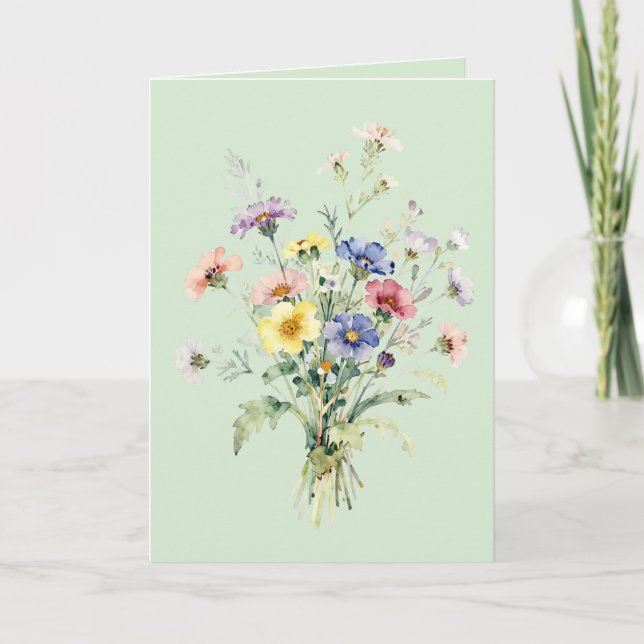 Carte Bouquet de fleurs sauvages aquarelle  (Devant)