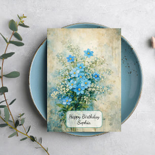 Carte Bouquet de fleurs sauvages bleues