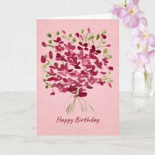 Carte Bouquet de fleurs sauvages roses aquarelle pour an