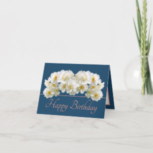 Carte Bouquet de jonquille bleu rose blanc Joyeux annive