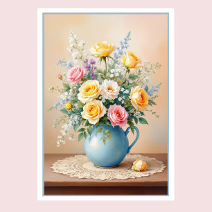 Carte Bouquet de la Fête des Mères de Rose et Fleur sauv