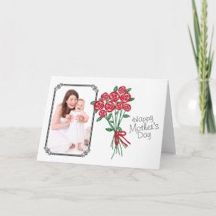 Carte Bouquet de la fête des mères de roses rouges Photo