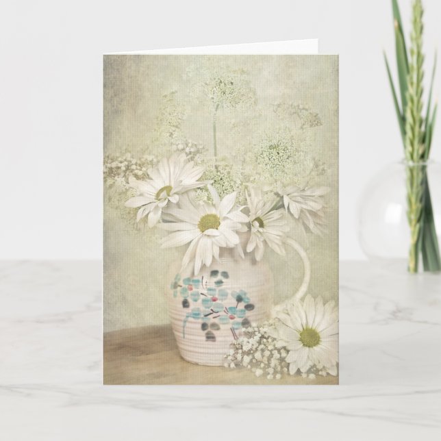 Carte Bouquet de marguerite vintage en lanceur (Devant)