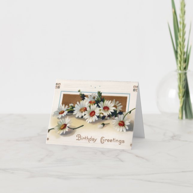 Carte Bouquet de marguerites blanches sur fond rétro (Devant)