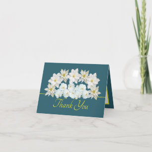 Carte Bouquet de Merci vert Jaune Joli Fleur Blanche
