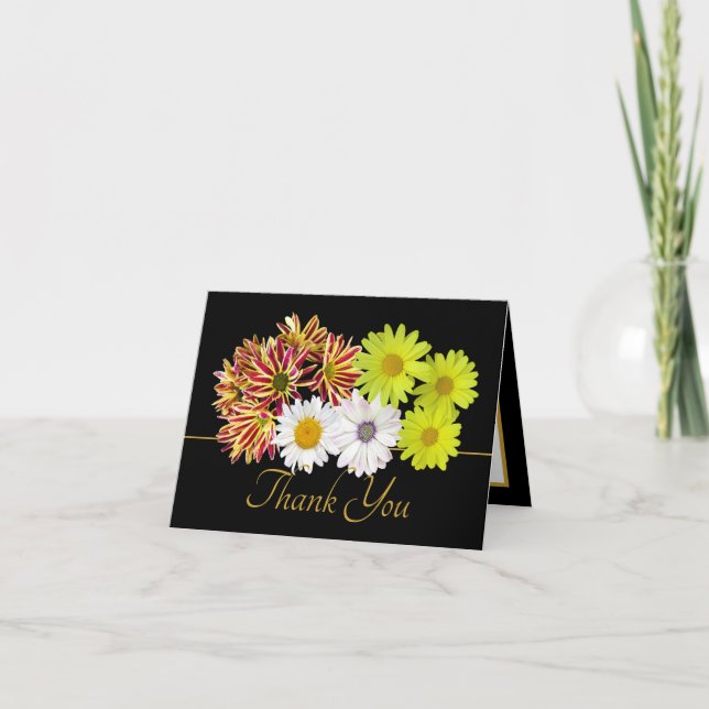 Carte Bouquet de pâquerettes multicolores chic botanique (Devant)