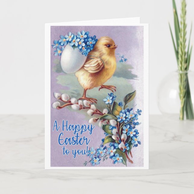 Carte Bouquet de poussin de Pâques vintage (Devant)