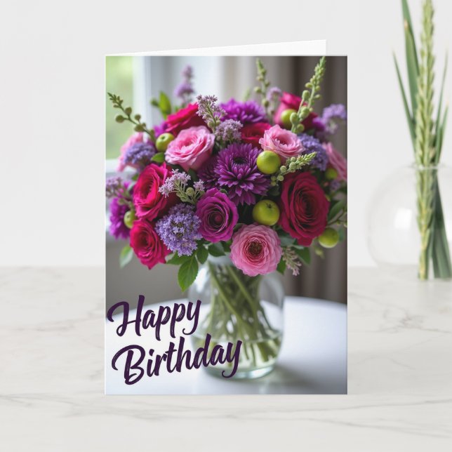 Carte Bouquet de Rose Douce (Devant)