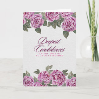 Carte Bouquet de roses de condoléances – Perte d'une mèr