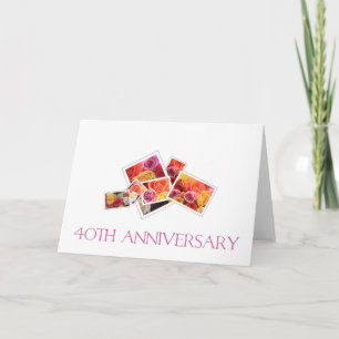 Carte Bouquet de roses mélangées du 40e anniversaire du 