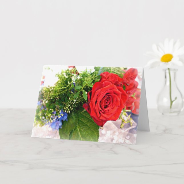 Carte Bouquet de roses rouges pour la Saint-Valentin ou  (Petite plante)