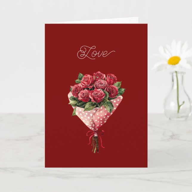 Carte Bouquet de roses rouges Saint-Valentin (Petite plante)