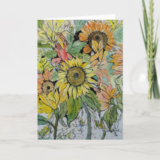 Carte bouquet de tournesol
