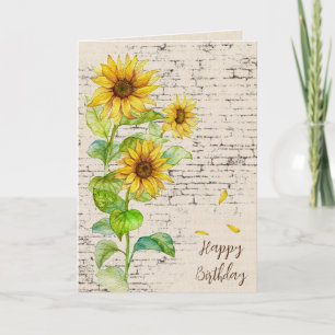 Carte Bouquet de tournesol Anniversaire en brique