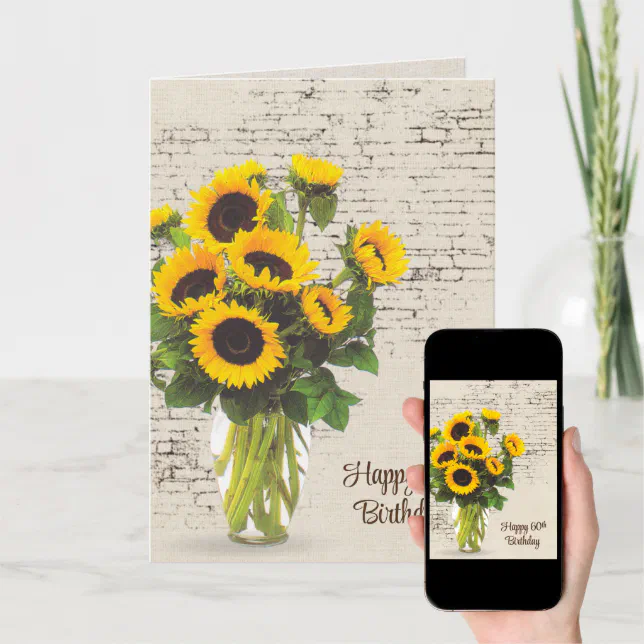 Carte D'anniversaire Tournesol Jaune Avec Enveloppe - Style