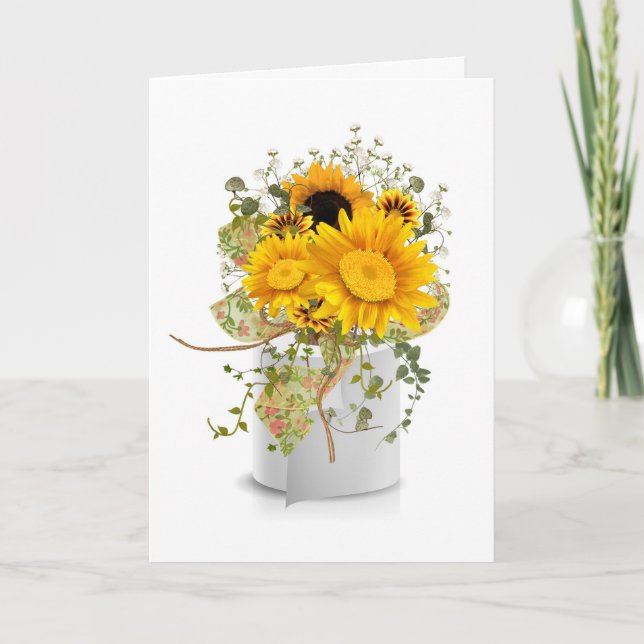Carte bouquet de tournesol en papier toilette rouleau an (Devant)