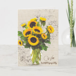 Carte Bouquet de tournesols de sympathie sur brique