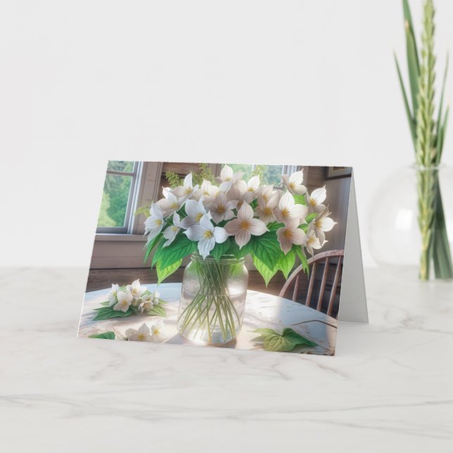 Carte Bouquet de Trilliums blancs pour anniversaire (Devant)