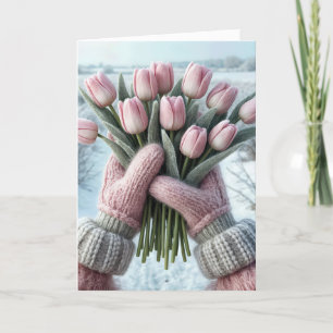 Carte Bouquet de Tulipe rose d'anniversaire