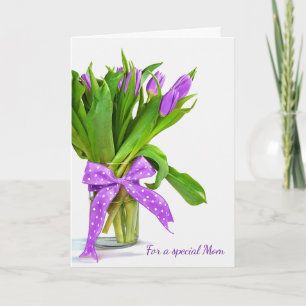 Carte Bouquet de tulipe violet de la Fête des Mères sur 