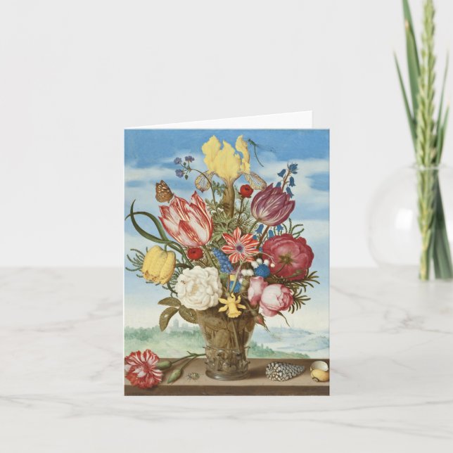 Carte Bouquet des fleurs sur un rebord (Devant)