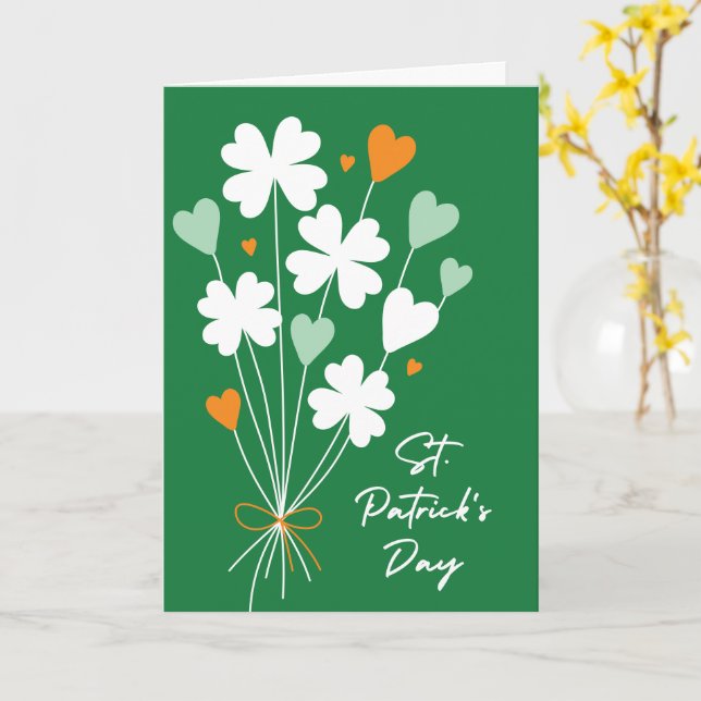 Carte Bouquet dessiné à la main de trèfles Saint-Patrick (Fleur jaune)