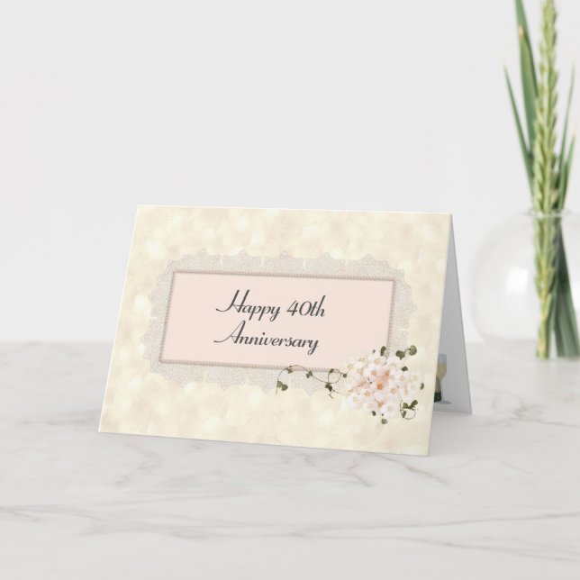 Carte Bouquet d'hortensia pour le 40e anniversaire (Devant)