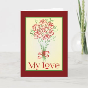 Carte Bouquet Doodle Rose