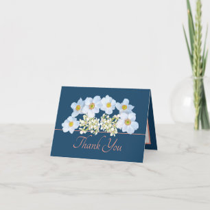 Carte Bouquet d'orchidée bleu rose chic Merci