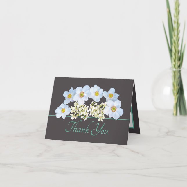 Carte Bouquet d'orchidée chic à la menthe grise Merci (Devant)