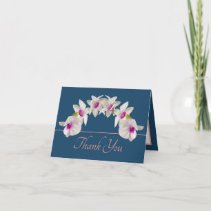 Carte Bouquet d'orchidée rose bleu Merci