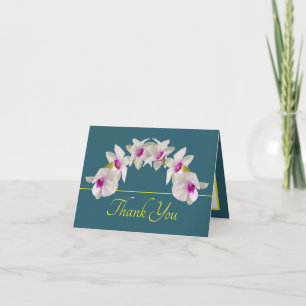 Carte Bouquet d'orchidée rose jaune vert Merci