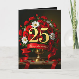 Carte Bouquet du 25e anniversaire du Mariage Gold de lux