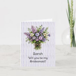 Carte Bouquet Fantaisiste de Lavande Proposition Demoise
