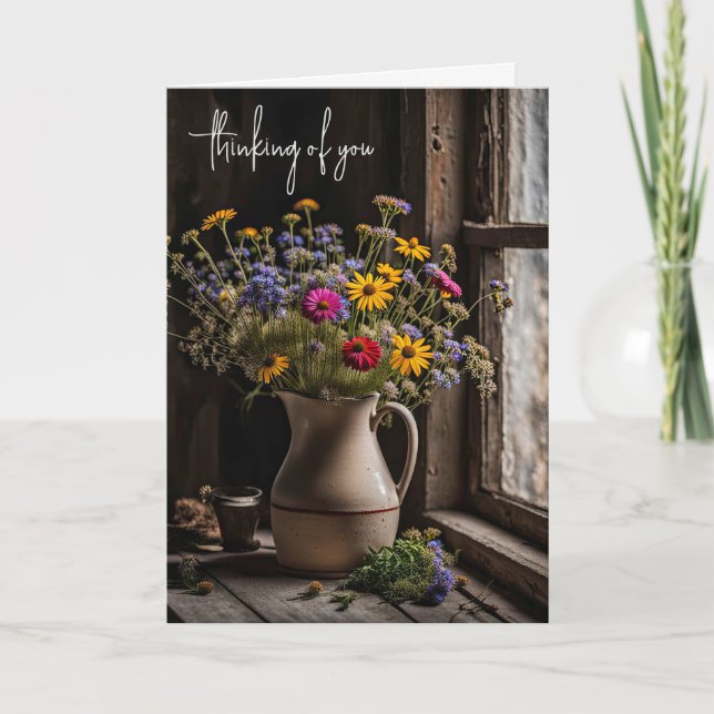 Carte Bouquet fleur sauvage pour la pensée de vous (Devant)