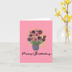 Carte Bouquet Floral Anniversaire Rose Intérieur Vierge