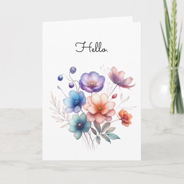 Carte Bouquet floral Aquarelle Illustration Salutation (Devant)