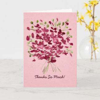 Carte Bouquet Floral Aquarelle Rose Fantaisiste Merci