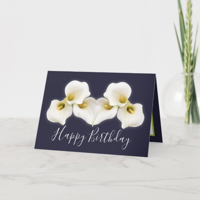 Carte Bouquet Floral Blanc Calla Lilies Floral Anniversa (Devant)