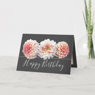 Carte Bouquet floral chic rose Dahlia Fleurs Anniversair