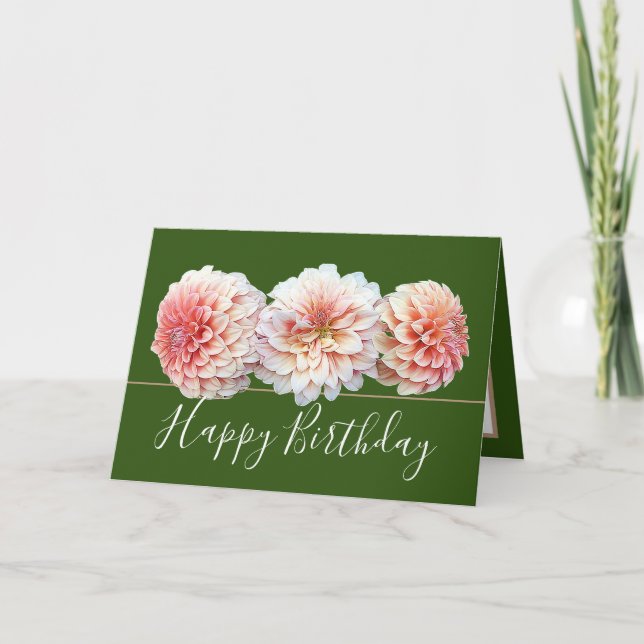 Carte Bouquet floral chic rose Dahlia Fleurs Anniversair (Devant)