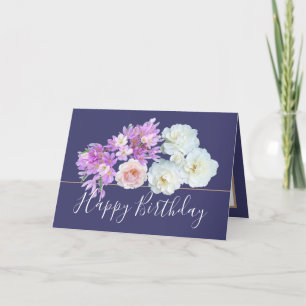 Carte Bouquet floral chic Rose & Fleurs crocus Anniversa