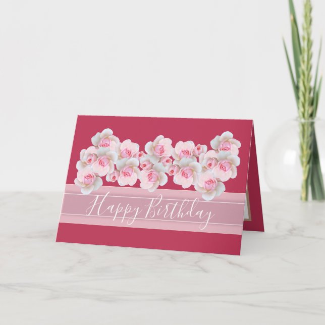 Carte Bouquet floral chic Rose Rose Bud Fleurs Anniversa (Devant)