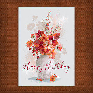 Carte Bouquet Floral d'Automne Joyeux Anniversaire