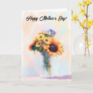 Carte Bouquet floral de tournesols pour la fête des mère