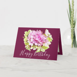 Carte Bouquet floral Hydrangea Fleur rose fille Annivers
