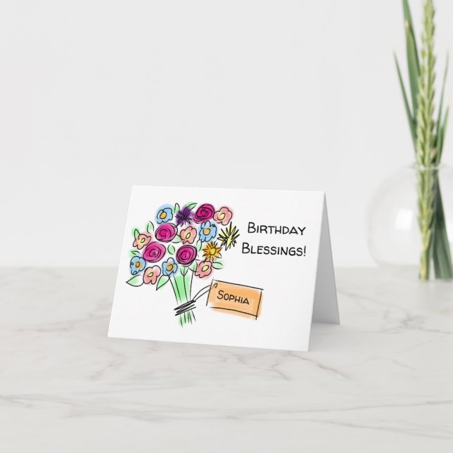 Carte Bouquet floral religieux Anniversaire (Devant)