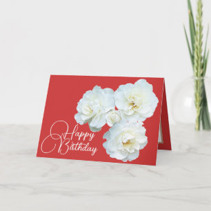 Carte Bouquet floral Roses blanches Fleur Fille Annivers